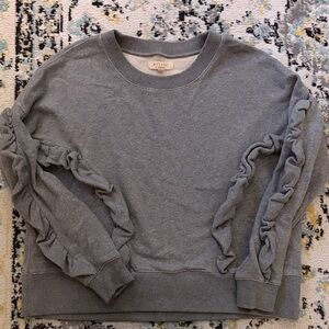 Gray Ruffled Sleeve Sweatshirt